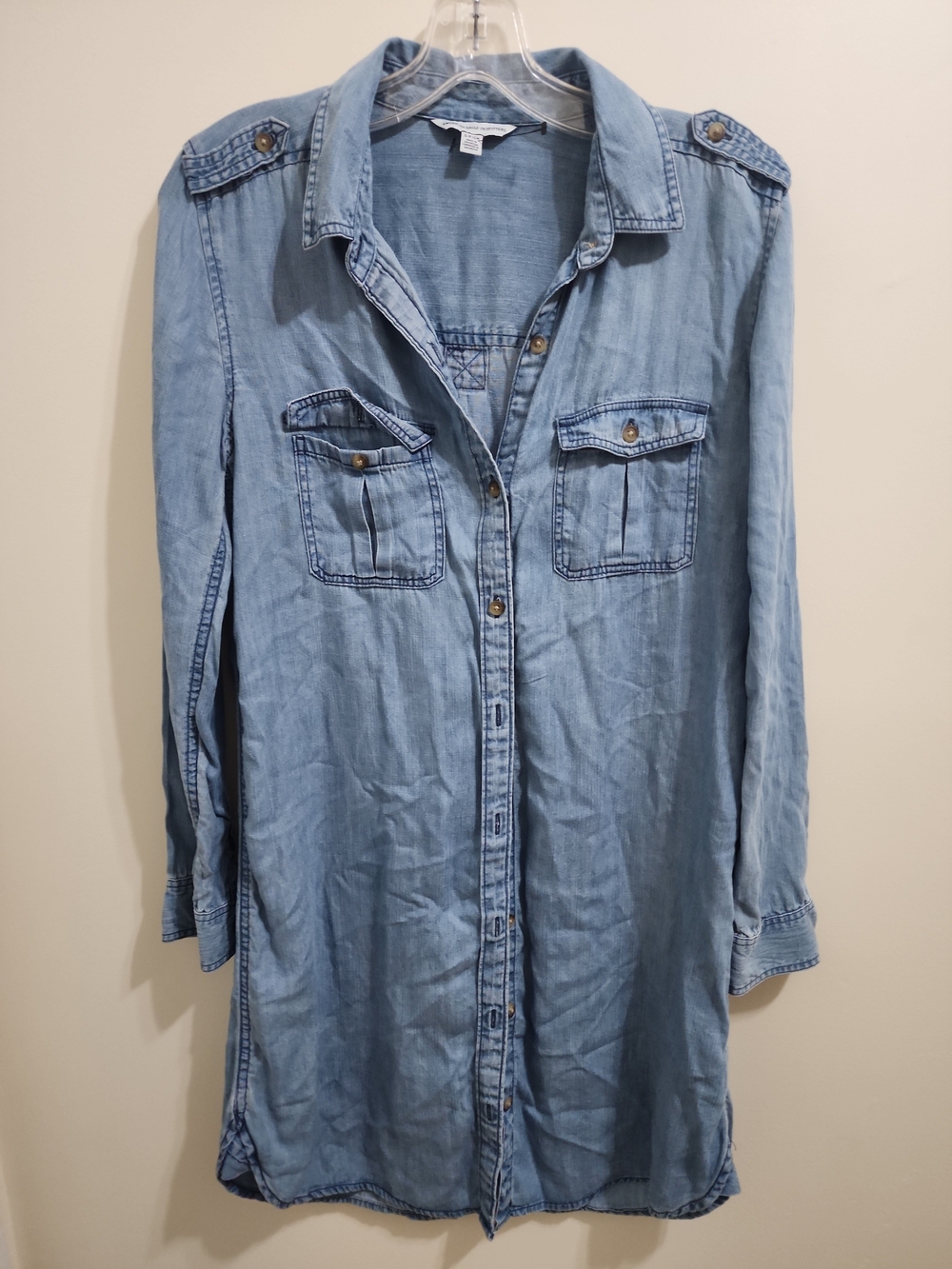 Light Blue Denim Shirt Dress - Women American Eagle Size S